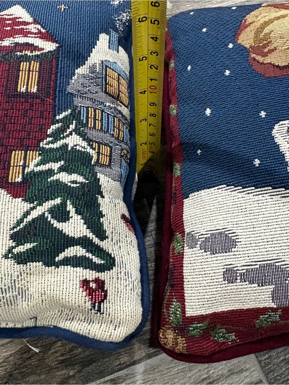 Designers Touch Needlepoint Christmas Pillows Lot Of 2 11” Holiday Santa Snowman